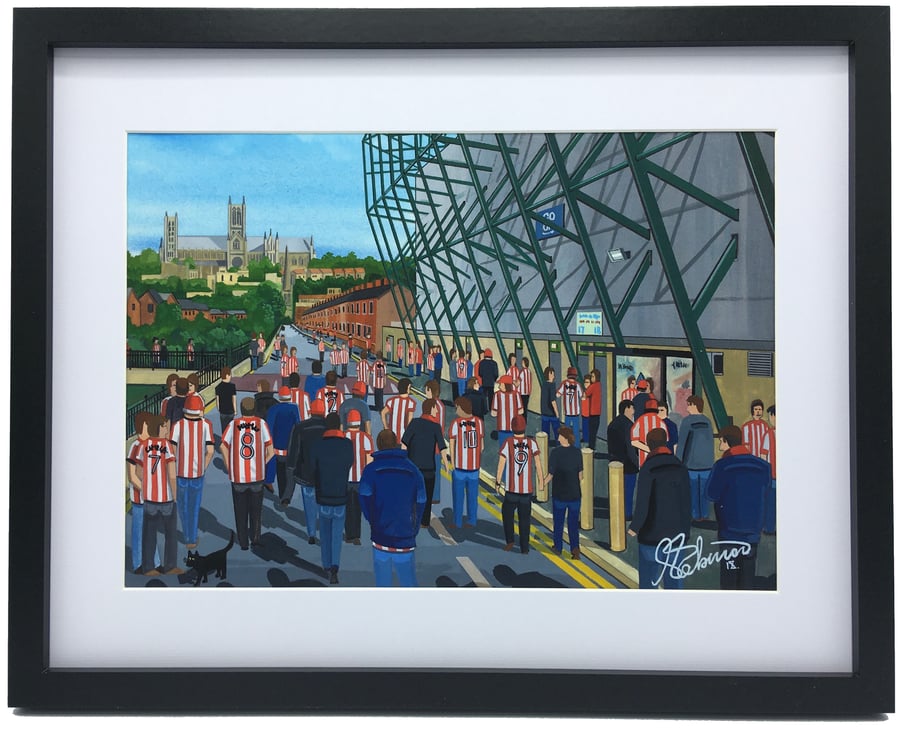 Lincoln City F.C, Sincil Bank Stadium, High Quality Framed Football Art Print.
