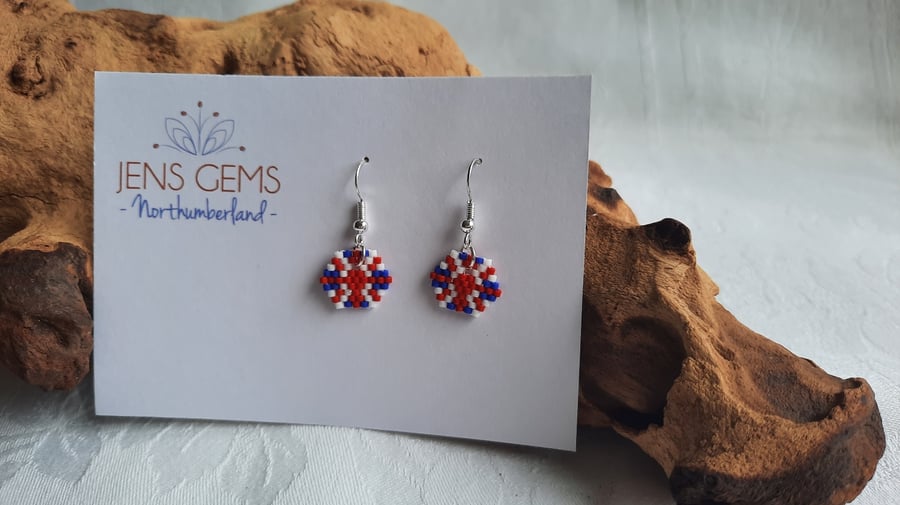 Union Jack Beadwork Earrings