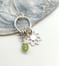 Peridot charm necklace sterling silver