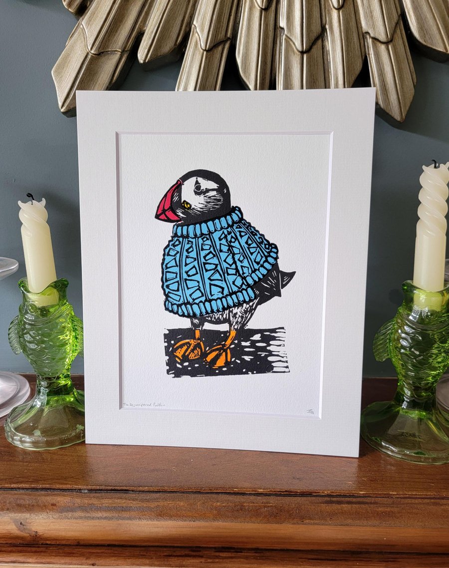 The Bejumpered Puffin. Puffin wearing a jumper - handmade original ...