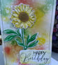 Embossed sunflower Happy birthday card - Image 1