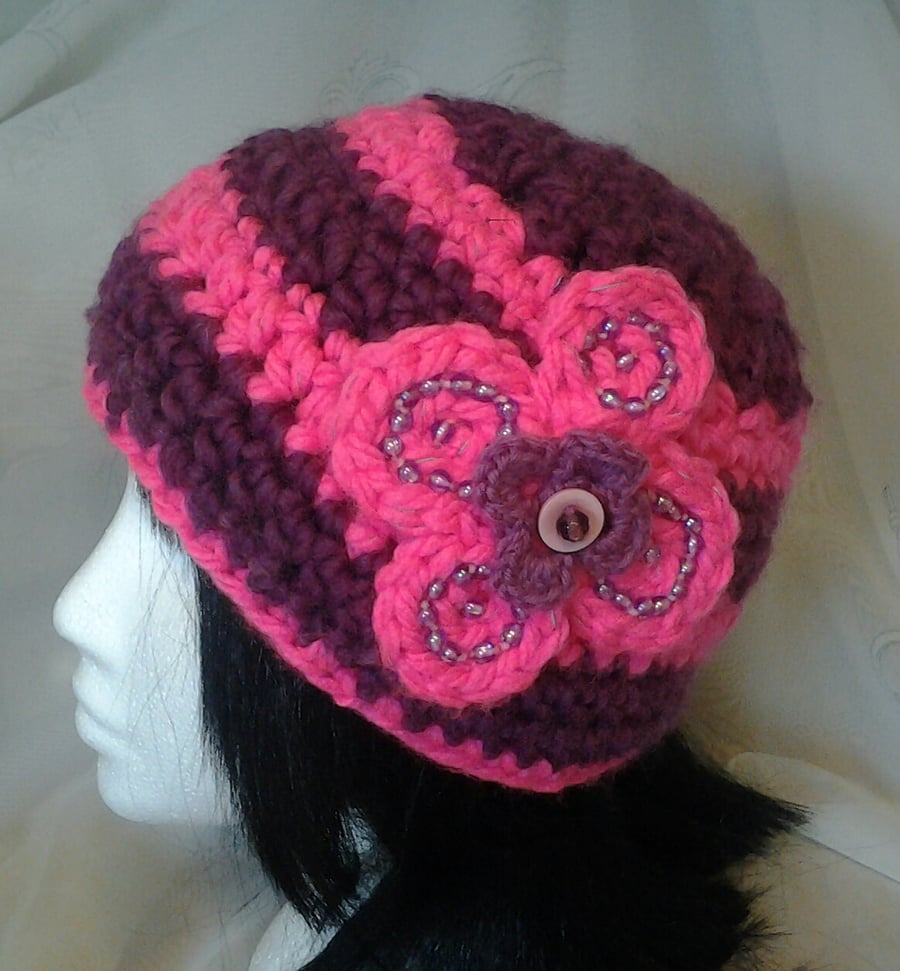 Purple and Pink Stripe Hat