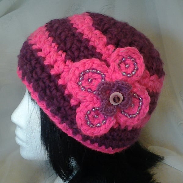 Purple and Pink Stripe Hat