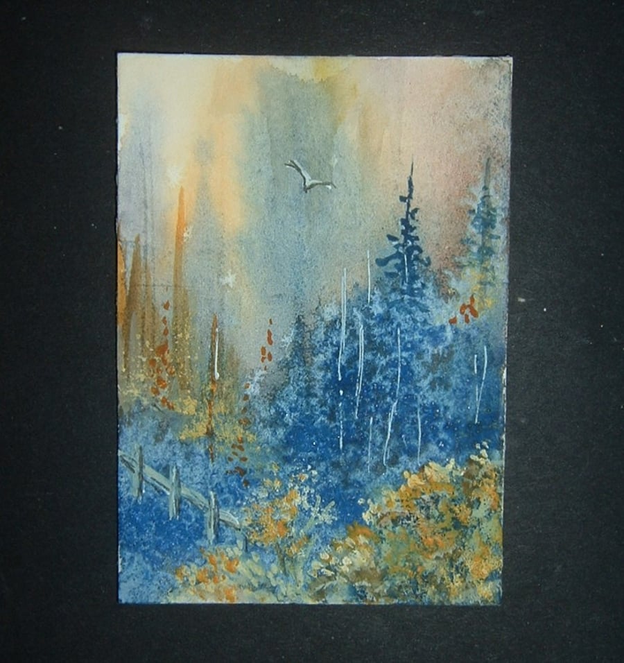watercolour landscape aceo art painting ref 382