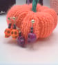 Howlite Skull And Purple and Black Miracle Bead Stud Earrings, Halloween - Image 4
