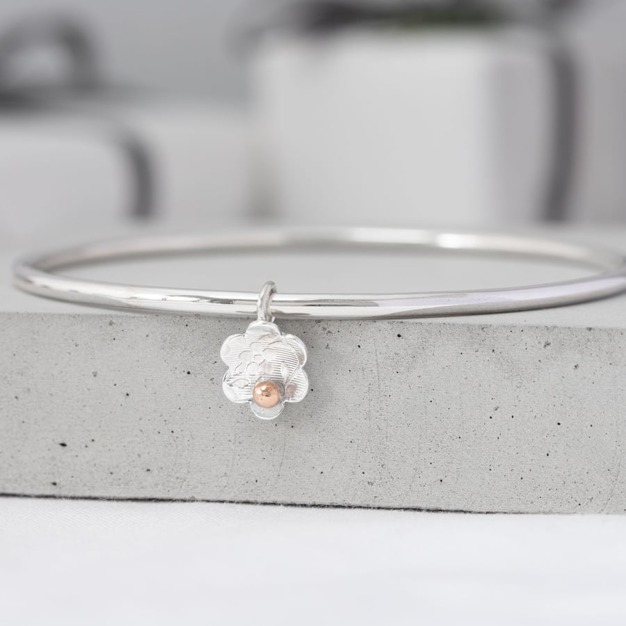Rose Gold Flower Bangle