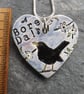 Handmade Ceramic Bore Da Blackbird heart pendant - Image 3