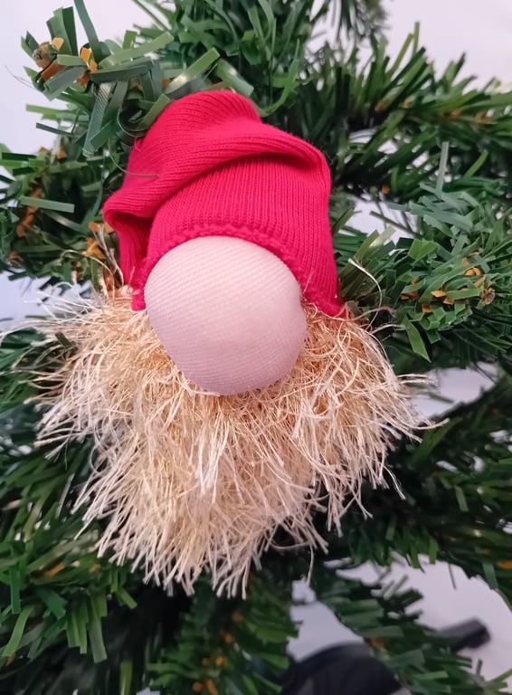 Gnome Christmas Tree Ornament - Red Hat and Gold Beard