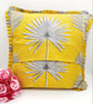  Vibrant Yellow botanical pleated cushion cover.   - Image 3