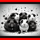 Dramatic Guinea Pigs & Hearts A5 Greeting Card