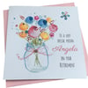 Personalised Handmade Flower Vase Card- Retirement -get well- Thank you etc any 