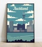 Auckland retro travel poster, Auckland city art print, New Zealand travel poster - Image 2