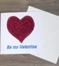 Textile Valentine card - Be My Valentine