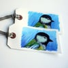 Hand painted Gift Tags with Woodland Birds.  Set of 2.
