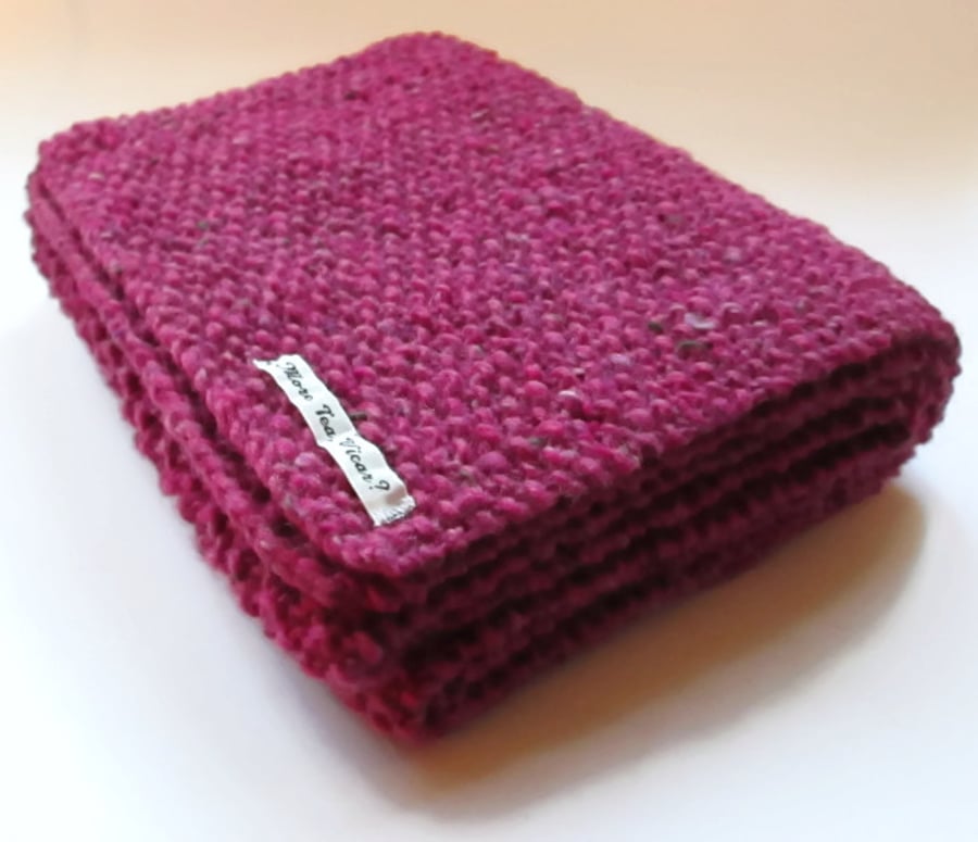 Scarf in Cerise Pink Aran Tweed Wool