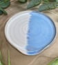 Handmade Ceramic Pale Blue and White Spoon Rest