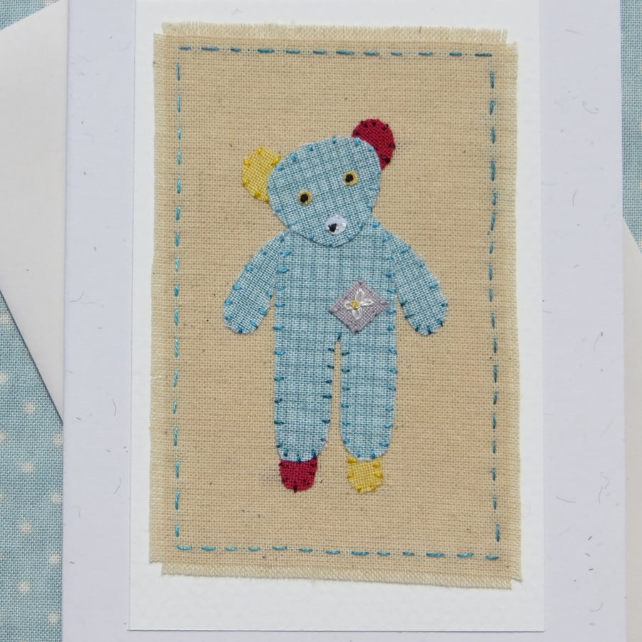 Little Bear hand-stitched miniature on card, for lovers of bears everywhere!