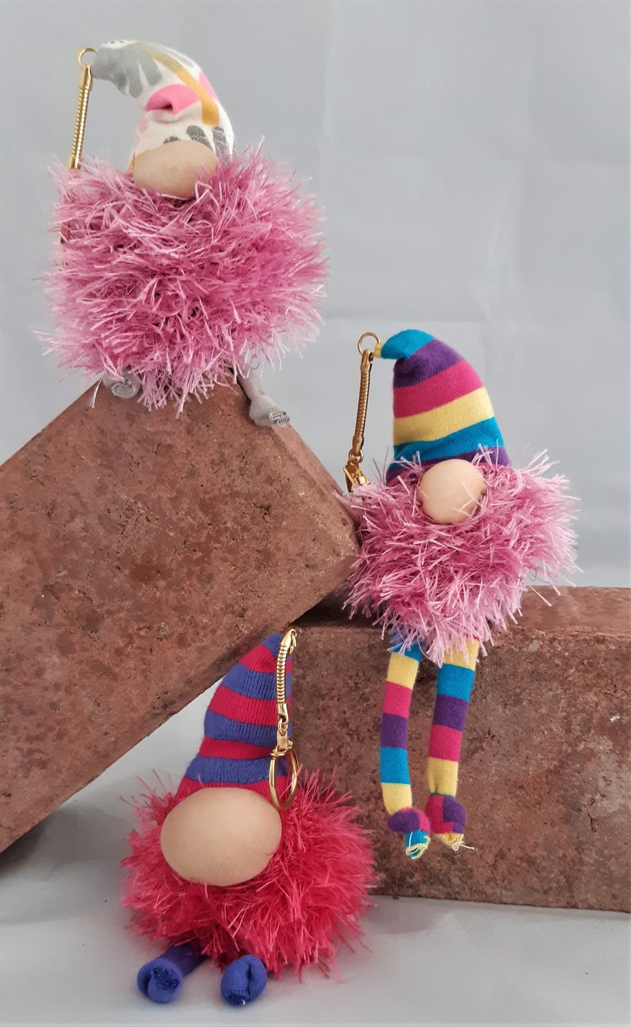 Lavender Scented Gnome Keyrings - Pink Beard