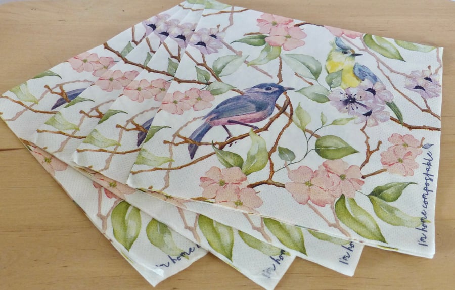 Four Bird Paper Napkins