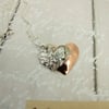 Butterfly Heart Necklace, Fine Silver and Copper Handcrafted Pendant