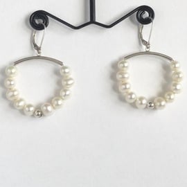Freshwater Cultured Hoop Pearl Earrings 