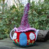 tea cosy, Crochet Fairy cottage colourful tea cosy for a large teapot