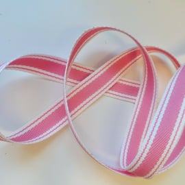 3 metres twill stripe tape ribbon pink for crafts