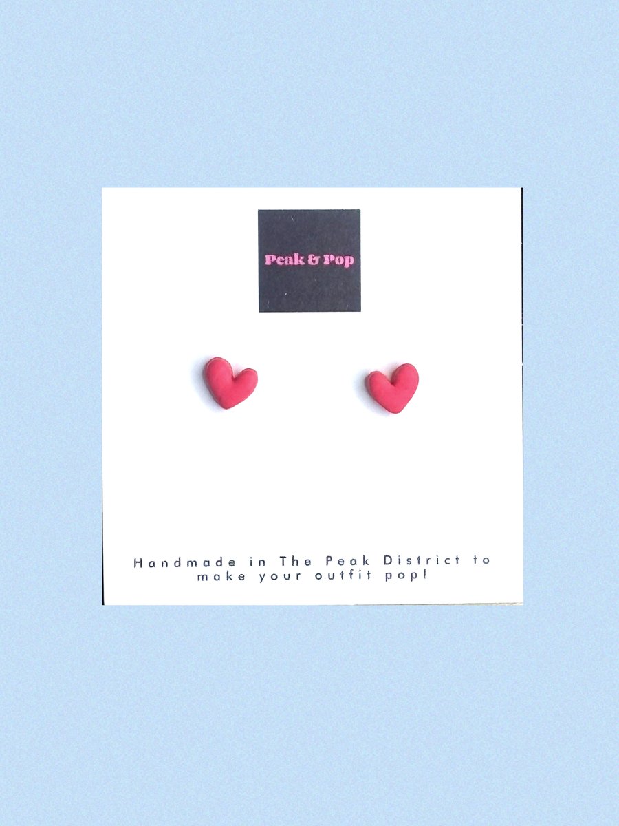 Cute Pink Heart Earrings - small studs
