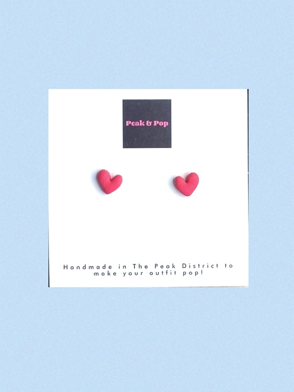 Cute Pink Heart Earrings - small studs