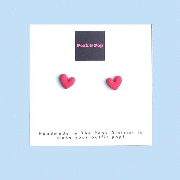 Cute Pink Heart Earrings - small studs