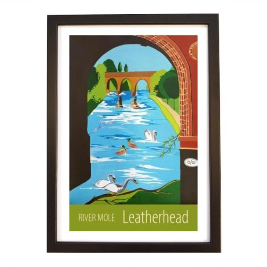 Leatherhead, River Mole travel poster print by Susie West