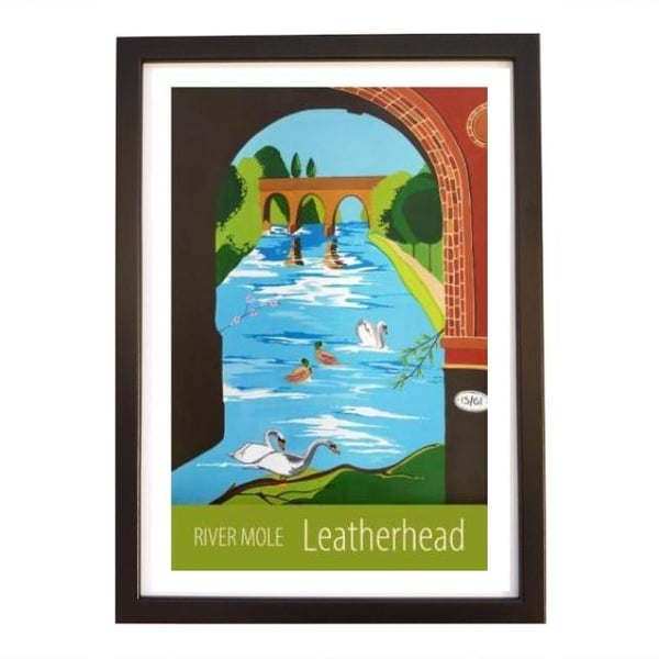 Leatherhead, River Mole travel poster print by Susie West