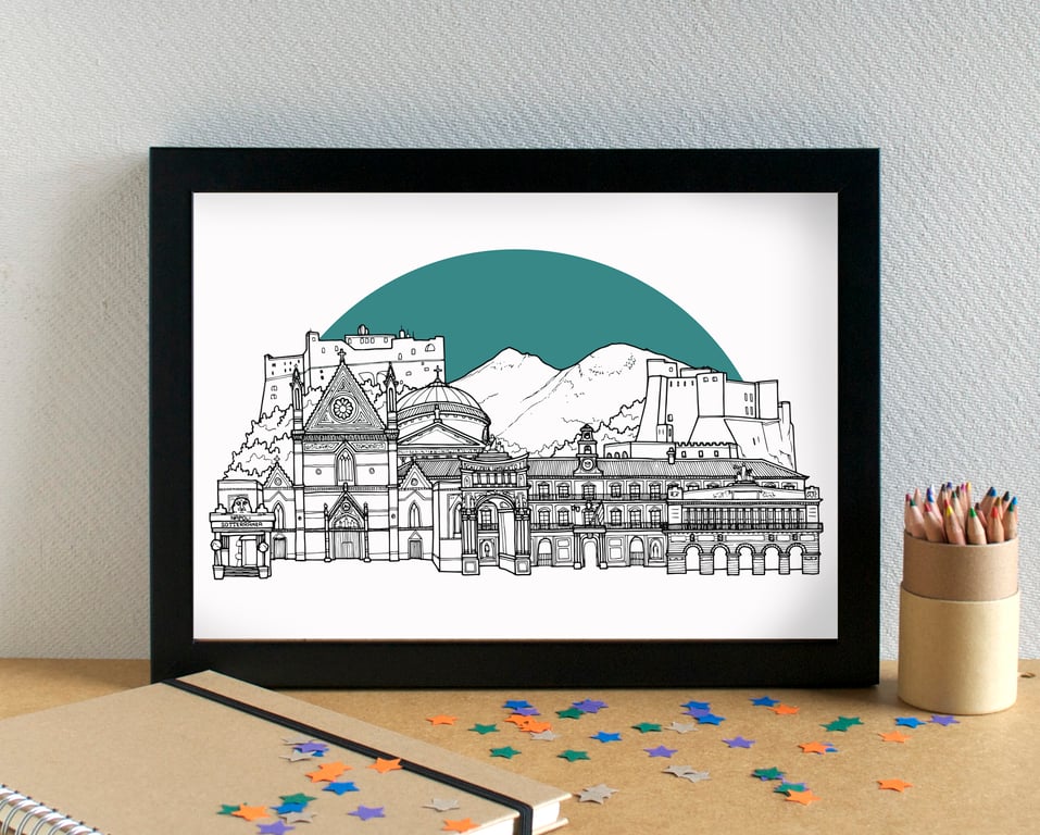 Naples Skyline Art Print