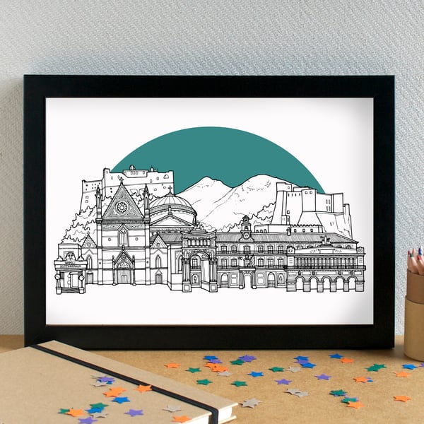 Naples Skyline Art Print