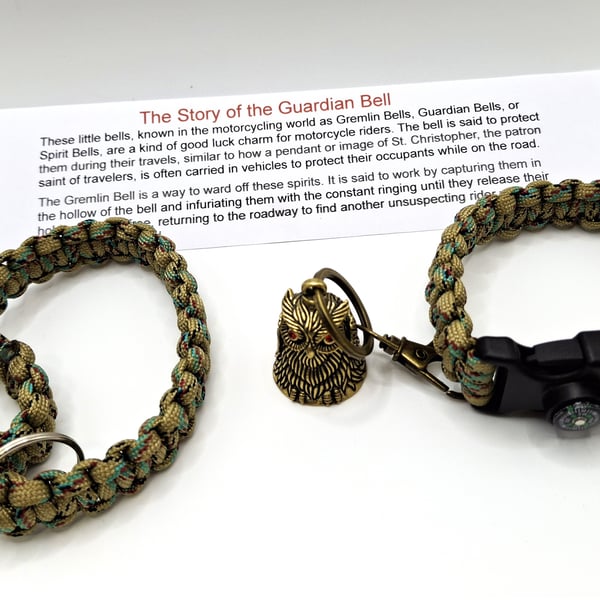 Bikers Gift Box, Bikers Bell Gremlin Bell, Paracord Bracelet , Paracord Lanyard
