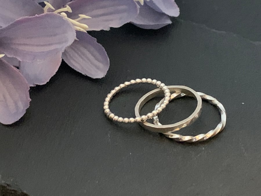 Set of Stirling Silver Stacking rings 