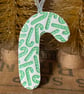 Ceramic candy cane Christmas decoration green - Image 1