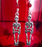 Silver Plate Metal Skeleton Stud Earring, Gothic Earrings - Image 1