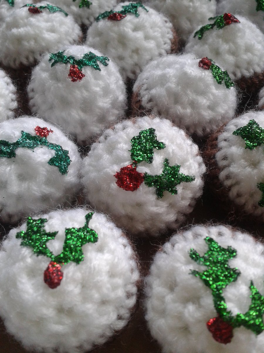 Crochet Christmas Puddings Decoration (pack of 10)