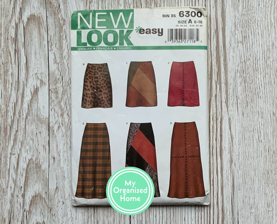 New Look 6300, misses skirts sewing pattern, sizes 6-16