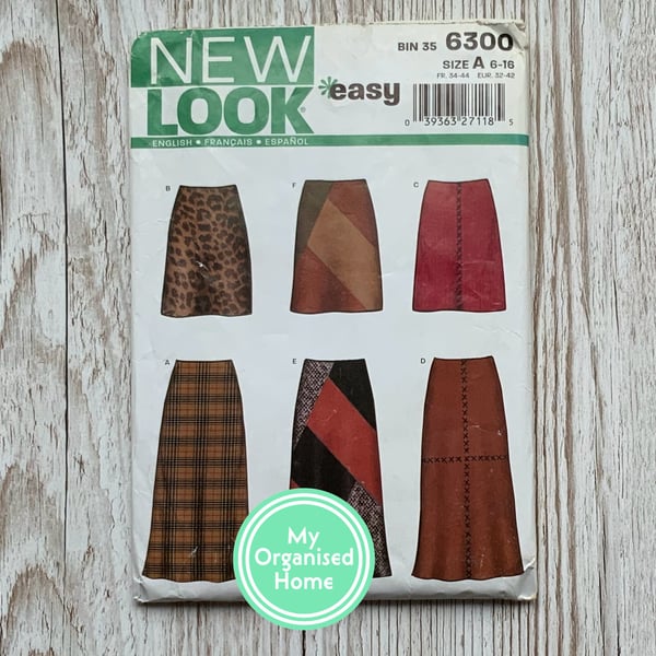 New Look 6300, misses skirts sewing pattern, sizes 6-16