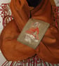 Fox embroidered neckwarmer rust colour fleece lined New 