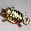 Happy fat cat brooch