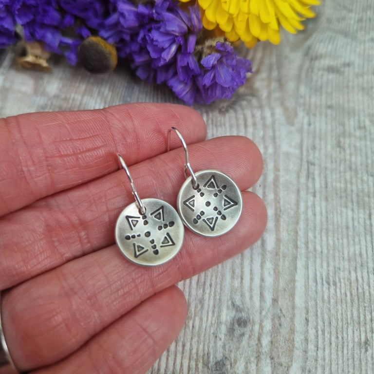Sterling Silver Boho Curved Disc Earrings - JBJ1039