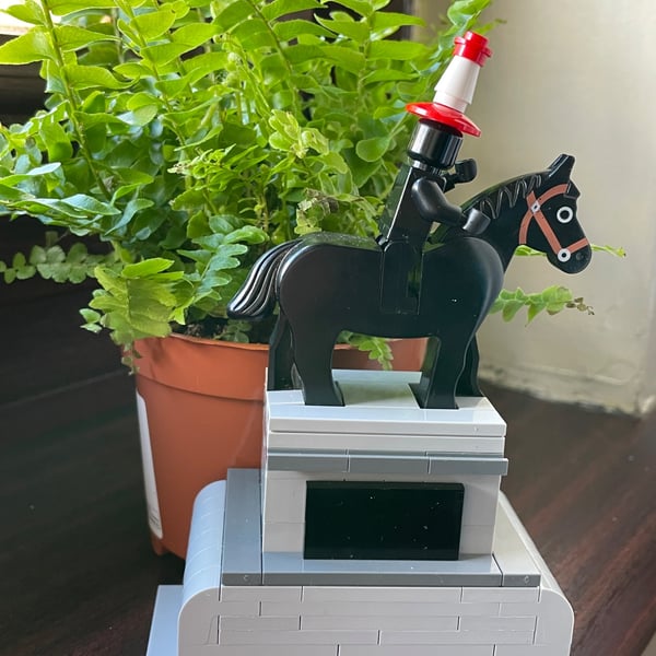 Glasgow's famous Duke of Wellington statue in Lego.