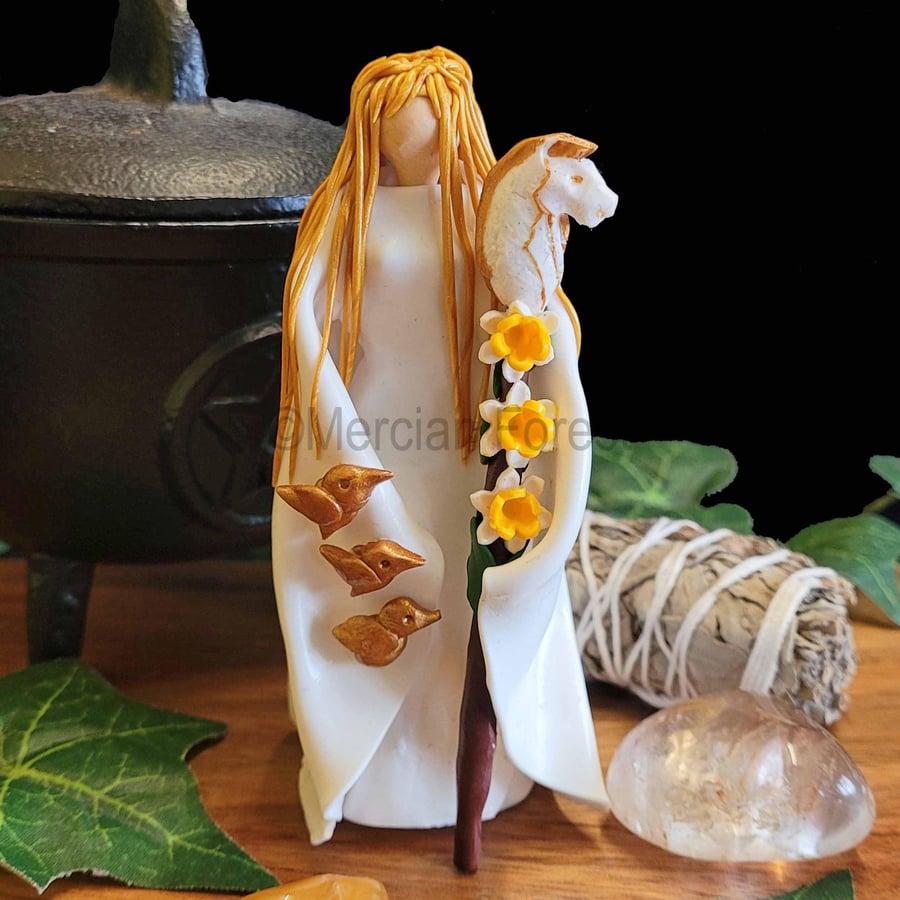 Rhiannon Goddess Figurine, Handmade Pagan Decoration, Celtic Welsh Goddess