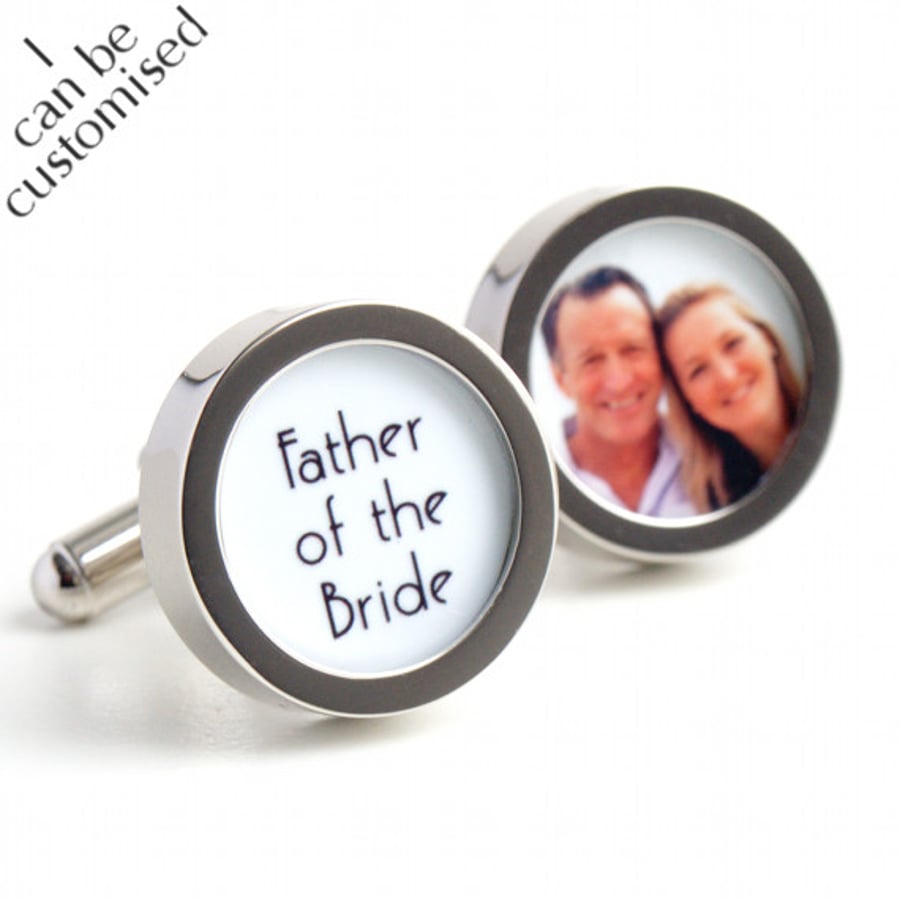 1920s Father of the Bride Custom Cufflinks with a Photo of Father and Daughter