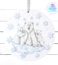 Polar bear mixed media hanging decoration. Polar bear ornament.  - Image 3