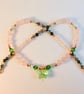  Butterfly, Rose Quartz, Moss Agate & Swarovski Crystal Necklace - Free UK P&P. - Image 3
