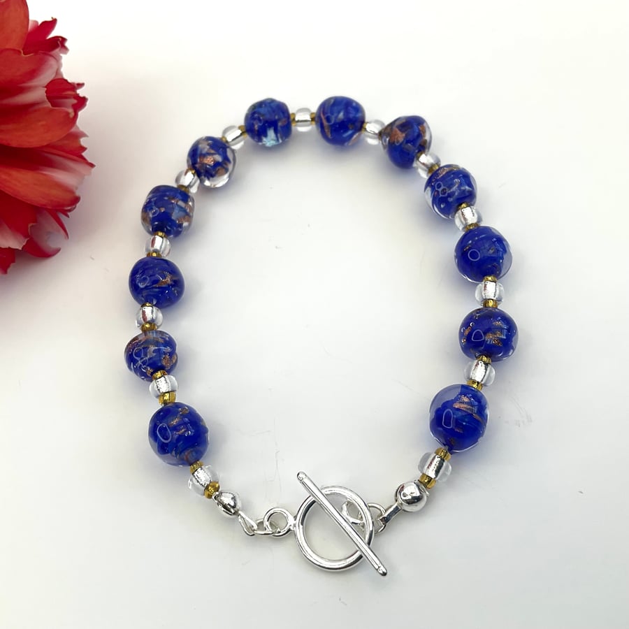 Sterling Silver Clear Crystal & Lapis Anklet Bracelet Sterling Silver Clear Crystal & Lapis Anklet Bracelet